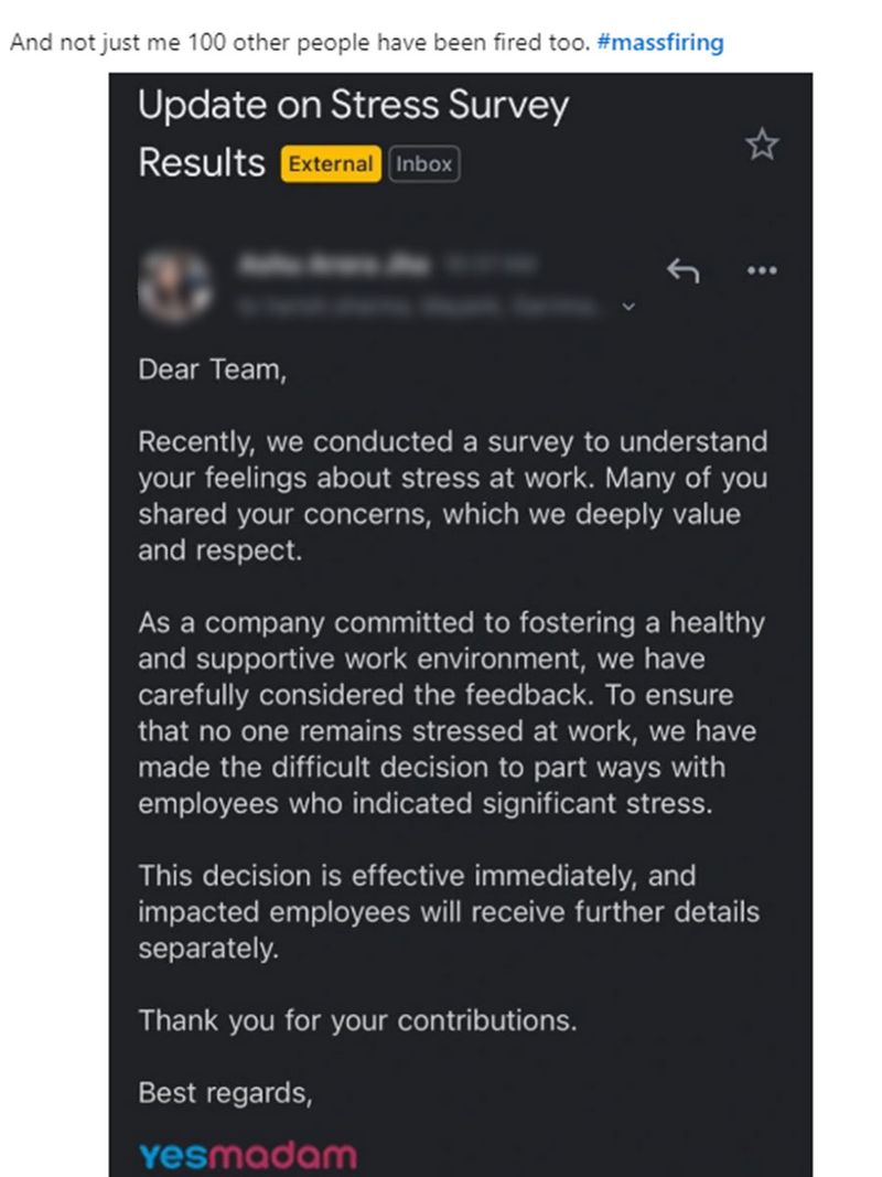 The email shared by a former employee sparked debate on LinkedIn