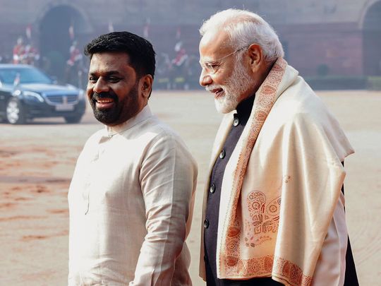 Prime Minister Narendra Modi (right) and Sri Lankan President Anura Kumara Dissanayake 